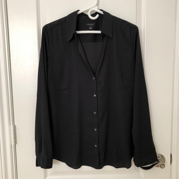 Ann Taylor Black Dress Blouse size Large NWOT - Picture 1 of 5